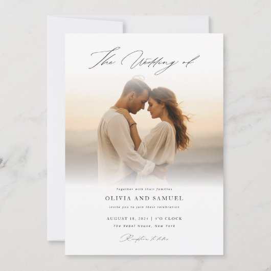 Boho Handwriting Script Romantic Foto Wedding Einladung (Rückseite)