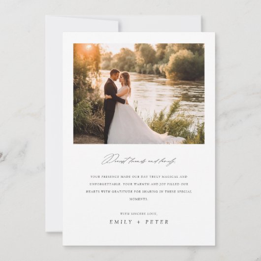 Boho Handwriting Script Wedding 2-Foto Dankeskarte (Rückseite)