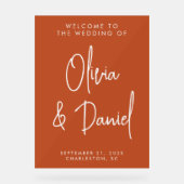 Boho Handwriting Script Wedding Welcome Acrylschild (Vorderseite)