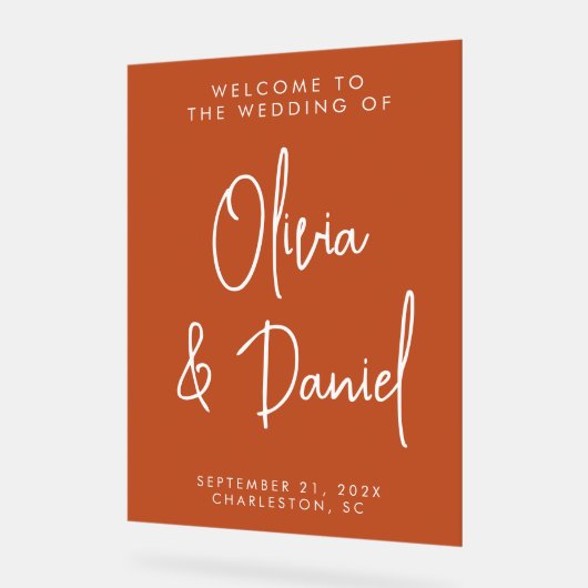 Boho Handwriting Script Wedding Welcome Acrylschild (Winkel)