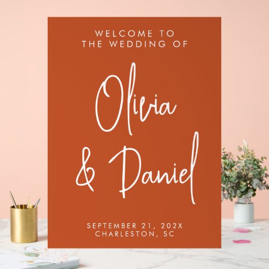 Boho Handwriting Script Wedding Welcome Acrylschild (Hochzeit)