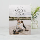 Boho Handwritten Photo Save the Date Card Einladung (Stehend Vorderseite)