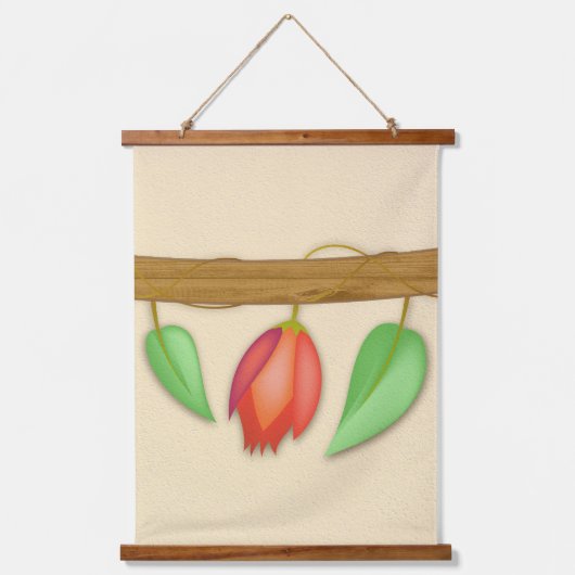 Boho Hanging Floral Set Continuous Branch Wandteppich Mit Holzrahmen (Vorderseite 2)