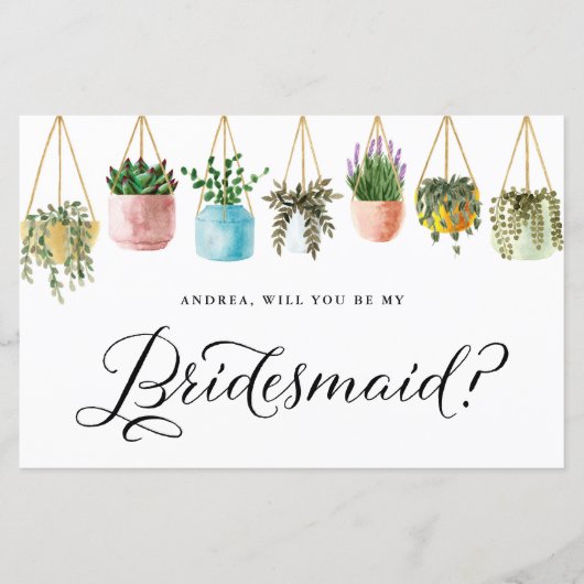 Boho Hanging-Pflanze werden Sie meine Bridesmaid-K (Vorderseite)