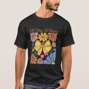 Boho Happy 100 Tage der Schule Stift Coquette Bow T-Shirt
