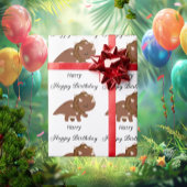 Boho Happy Birthday Personalisiert Dinosaurier Geschenkpapier