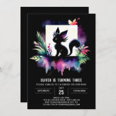 Boho Happy Cat Birthday Einladung (Vorne/Hinten)