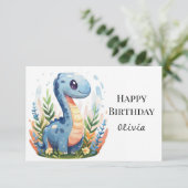 Boho Happy Dino Birthday Karte (Stehend Vorderseite)