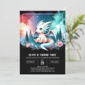 Boho Happy Dragon Birthday Einladung (Stehend Vorderseite)