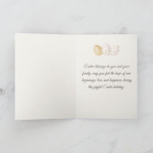 Boho Happy Easter Bunny Wreath Nest Ivory Gold Karte (Innenseite)