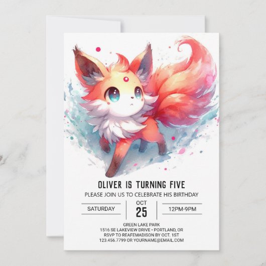Boho Happy Fox Birthday Einladung (Vorderseite)