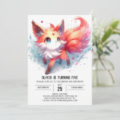 Boho Happy Fox Birthday Einladung (Stehend Vorderseite)
