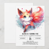 Boho Happy Fox Birthday Einladung (Vorne/Hinten)