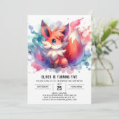 Boho Happy Fox Birthday Einladung (Stehend Vorderseite)