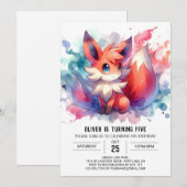 Boho Happy Fox Birthday Einladung (Vorne/Hinten)