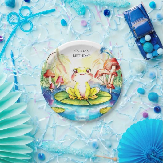 Boho Happy Frog Birthday Pappteller (Party)