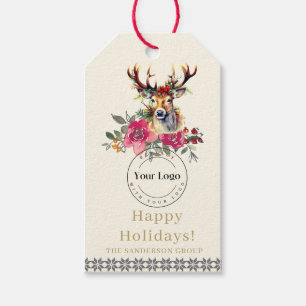 Boho Happy Holidays Business-Logo-Tag Geschenkanhänger
