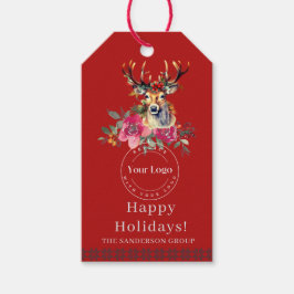 Boho Happy Holidays Business-Logo-Tag Geschenkanhänger