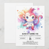 Boho Happy Monkey Birthday Einladung (Vorne/Hinten)