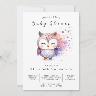 Boho Happy Owl Baby Shower Einladung
