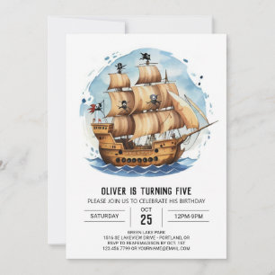 Boho Happy Sails Pirate Birthday Einladung