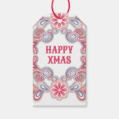 Boho Happy Xmas Rote und Lila Wirbel Geschenkanhänger (Vorderseite)