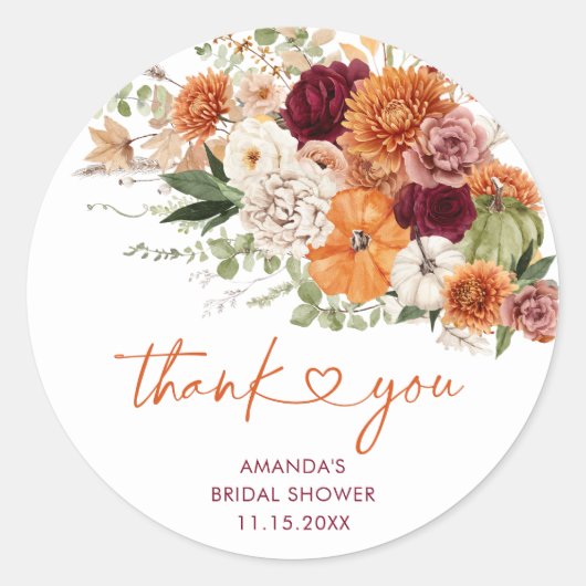 Boho Harvest Fall in Liebe Brautparty Aufkleber (Vorderseite)