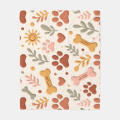 Boho-Haustierdecke | Cozy Paw Print & Herz Design Fleecedecke (Vorderseite)