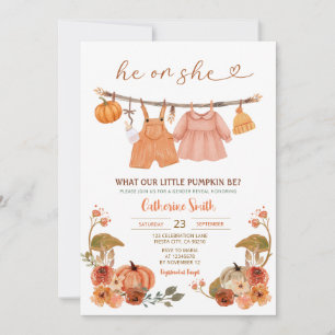 Boho He or She Pumpkin Gender Reveal Herbst Herbst Einladung
