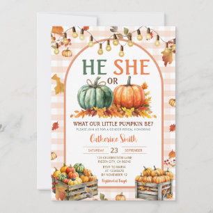Boho He or She Pumpkin Gender Reveal Herbst Herbst Einladung