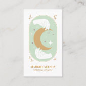 Boho Healing Hand Celestial Moon Tarot GREEN Visitenkarte (Vorderseite)