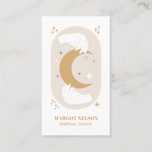 Boho Healing Hand Celestial Moon Tarot Lila Visitenkarte (Vorderseite)