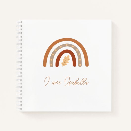 Boho Heart and Leaf Rainbow Kids "I am" Notebook Notizblock (Vorderseite)