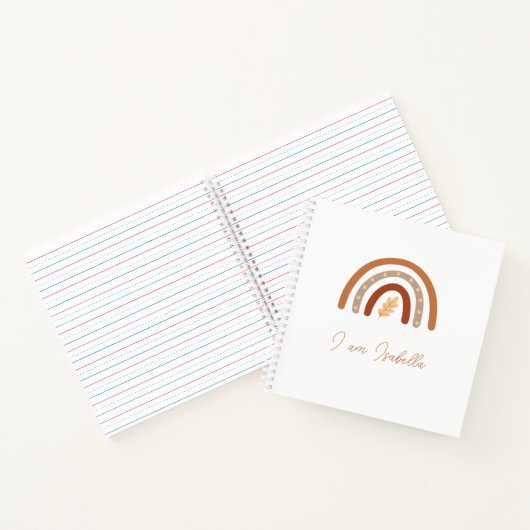 Boho Heart and Leaf Rainbow Kids "I am" Notebook Notizblock (Innenseite)