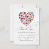 Boho Heart Floral Beileid Beerdigung Dankeskarte (Vorderseite)