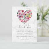 Boho Heart Floral Beileid Beerdigung Dankeskarte (Stehend Vorderseite)