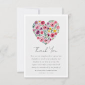 Boho Heart Floral Beileid Beerdigung Dankeskarte (Vorderseite)