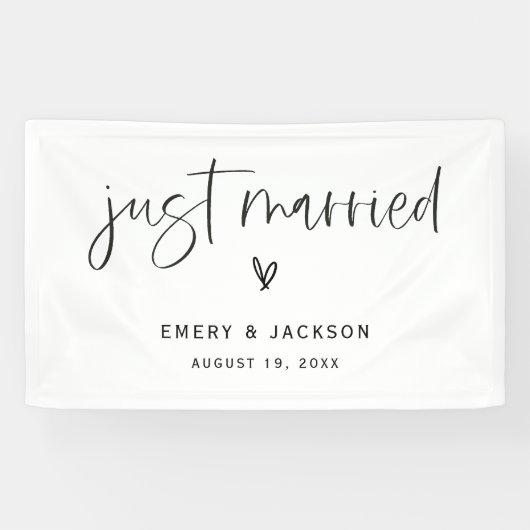 Boho Heart Just Married Car Banner Party Sign E100 (Horizontal)