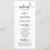 Boho Heart Script Calligraphy Wedding Zeremony Programm (Vorderseite)