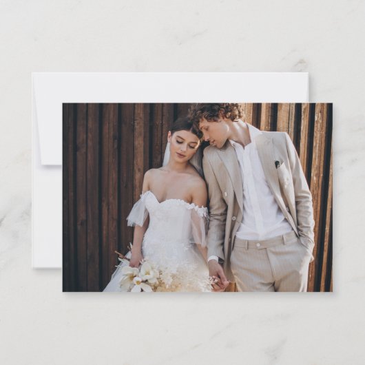 Boho Heart Script Earthy Terracotta Wedding Foto Dankeskarte (Rückseite)