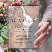 Boho Heart Script Foto Overlay QR Code Wedding Einladung