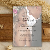 Boho Heart Script Foto Overlay QR Code Wedding Einladung