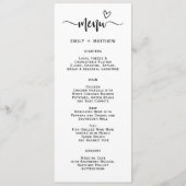 Boho Heart Script Typografy Wedding Menu Card Menükarte (Vorderseite)