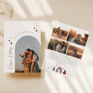 Boho Hearts Arch glücklichste Tage Fünf Foto Feiertagskarte
