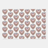 Boho Hearts & Bird Wrapping Paper Set 3 Geschenkpapier Set (Vorderseite 2)