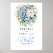 Boho Hellblau Florale Brautparty-Willkommen Poster (Vorne)