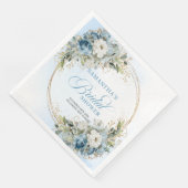 Boho hellblaue Blumen Eukalyptus Gold Braut- Serviette (Ecke)
