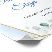 Boho hellblaue Blüten Eukalyptus Custom Sign Poster (Ecke)