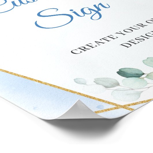 Boho hellblaue Blüten Eukalyptus Custom Sign Poster (Ecke)