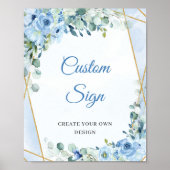 Boho hellblaue Blüten Eukalyptus Custom Sign Poster (Vorne)